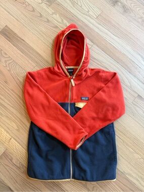 Boys Patagonia Red & Navy Colorblock Hooded Fleece
